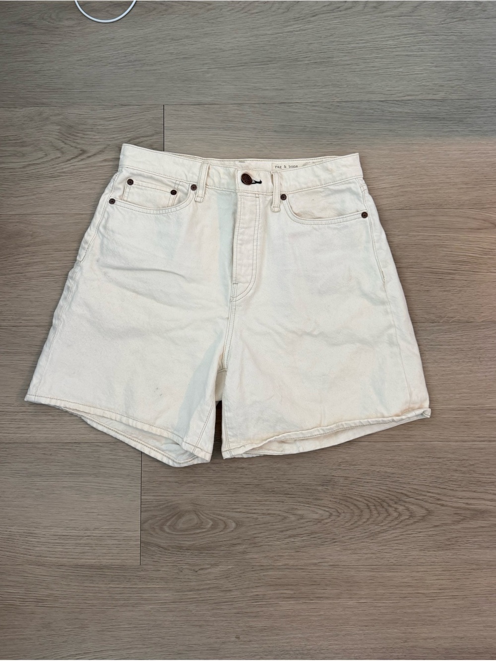 rag & bone Cream Denim Jean Shorts